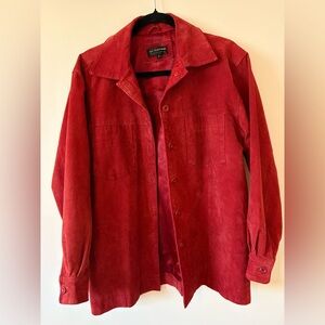 Vintage Red Suede Button-Up Jacket -Small